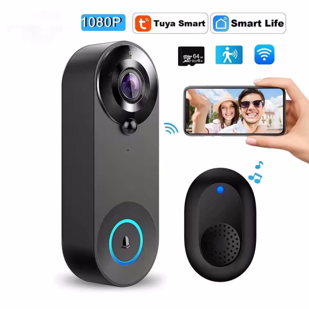 Home Security Doorbell Camera - Tuya 1080p sem fio wi fi