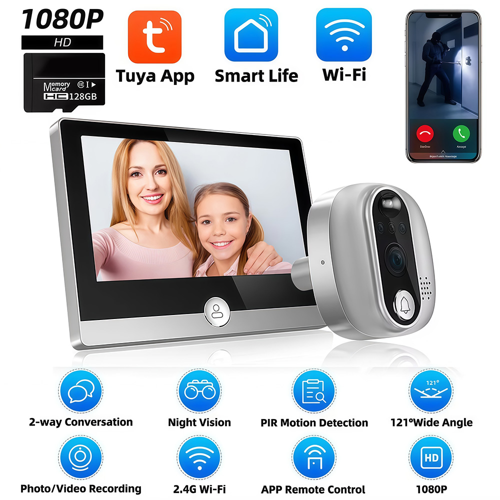 Home Security Doorbell Camera - Tuya 1080p wifi campainha da porta