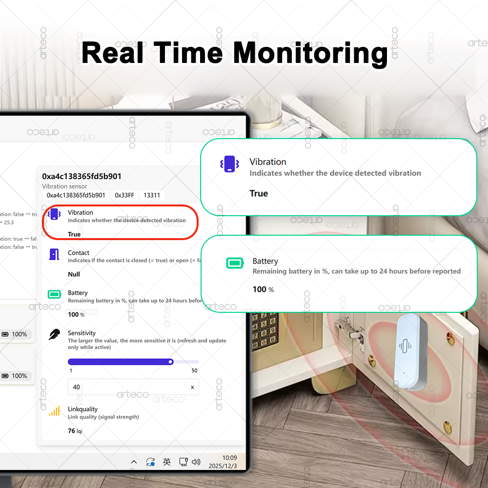 Sensor de vibração inteligente - Home Security Monitoring avaliação e preço