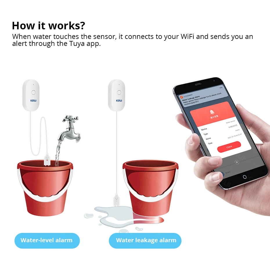 Kerui wi fi sensor de água cas - Home Security Monitoring avaliação e preço