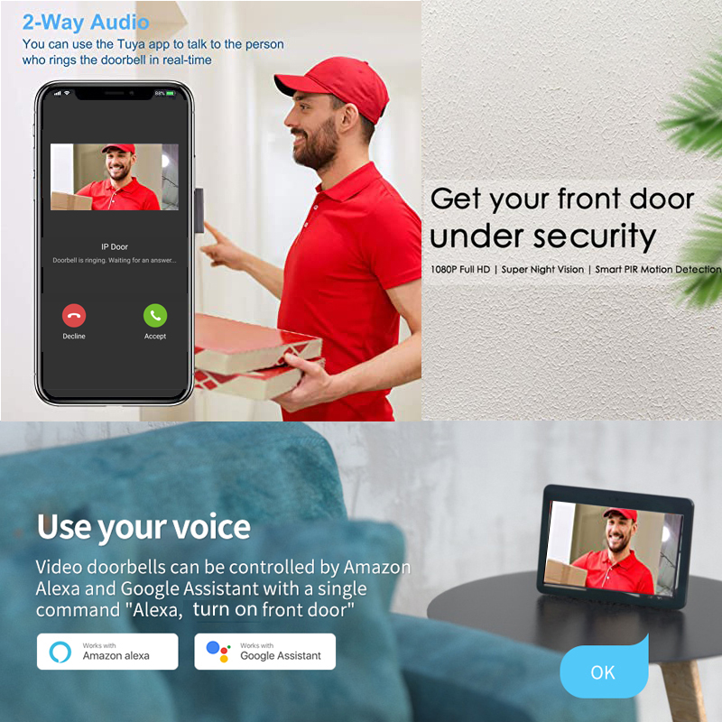 Tuya inteligente 1080p campain - Home Security Doorbell Camera avaliação e preço