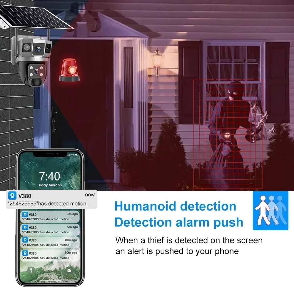 Câmera V380 4K com 3 telas, 4G - Home Security Business avaliação e preço