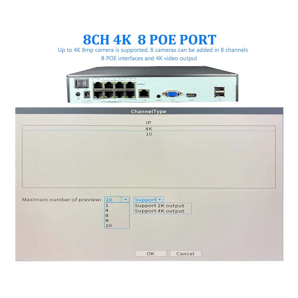 NVR 4K 10CH 4/8 Portas POE par - Home Security And Cameras avaliação e preço